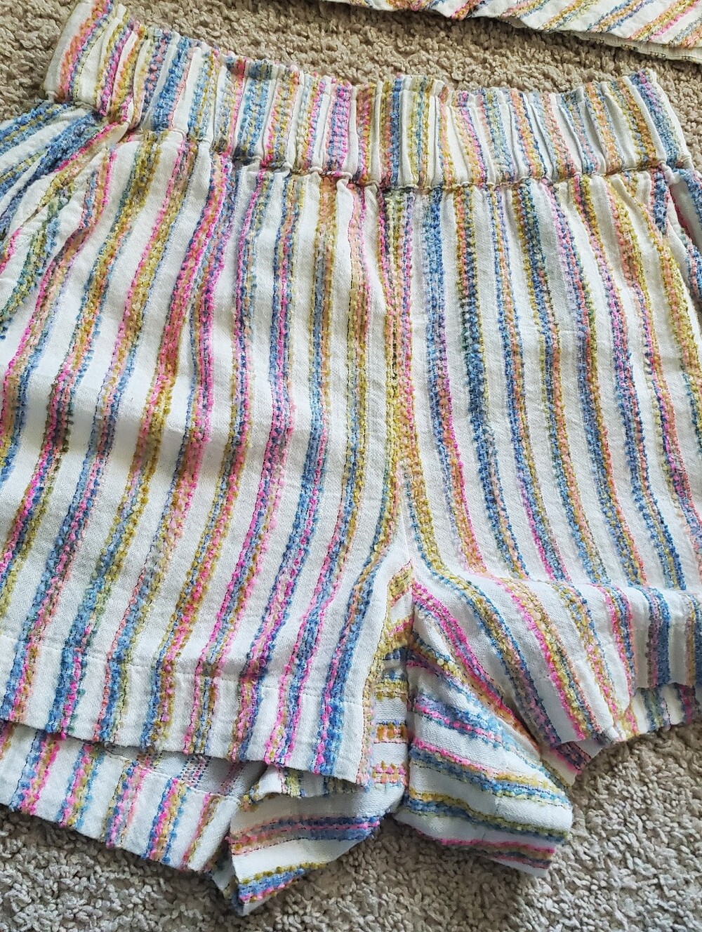 Lou & Grey Rainbow Striped Multicolor V-Neck Tank and Shorts Set Pastel Size M - Picture 3 of 13